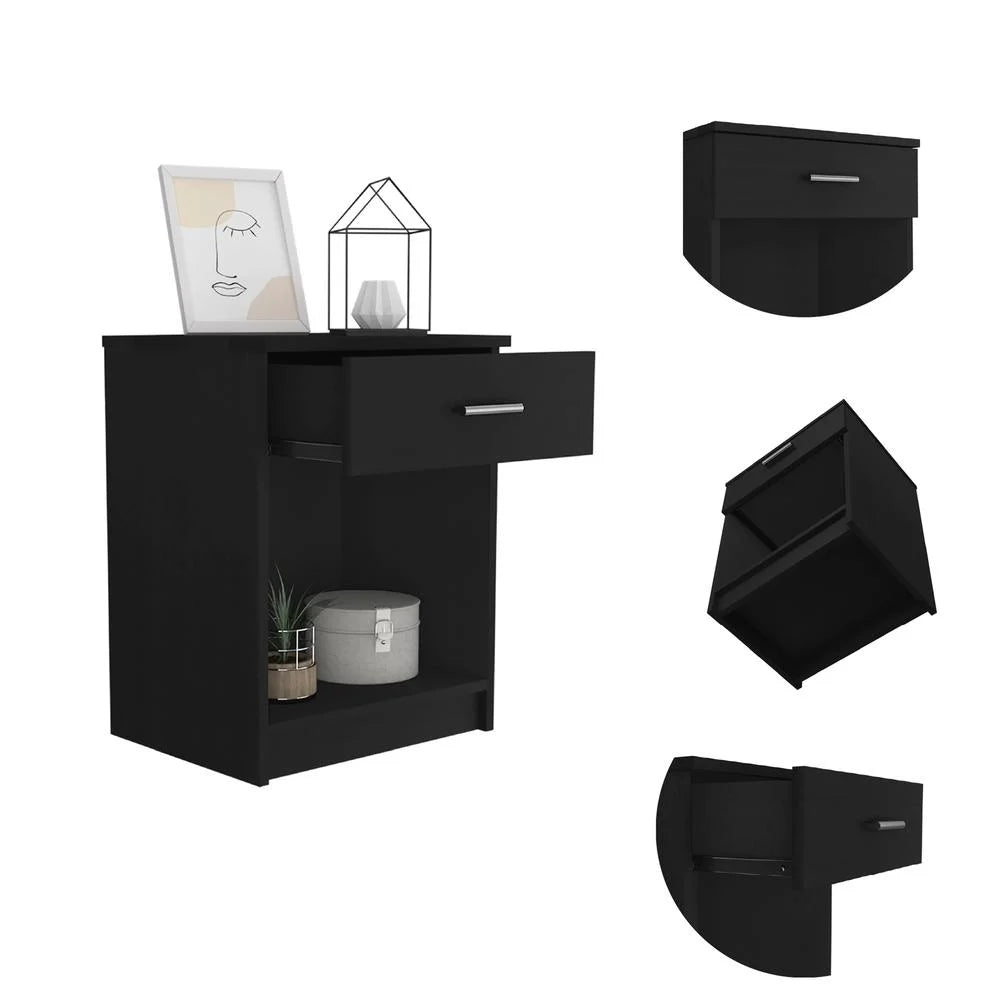 Black Engineered Wood Nightstand E501882
