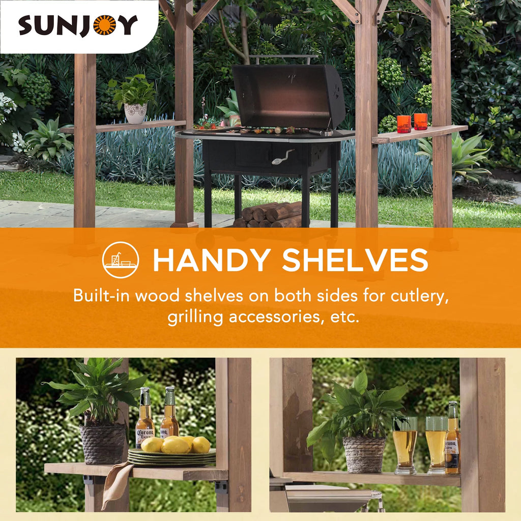 9 ft. x 6 ft. Cedar Wood Hardtop Grill Gazebo V732239