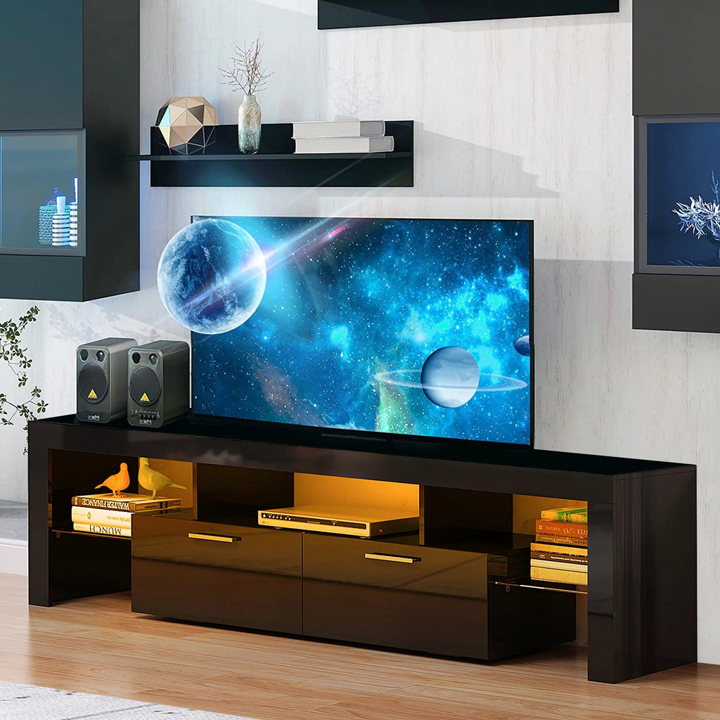 Black TV Stand for 70 Inch TV with LED Light D45312