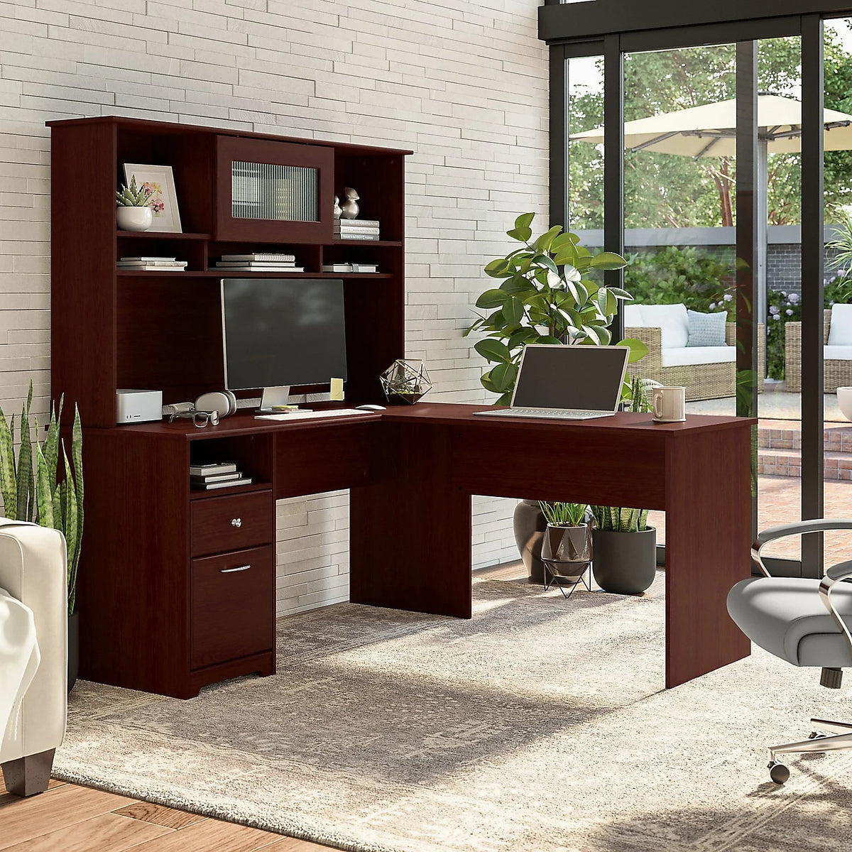 Engineered Wood Desk Return in Harvest Cherry Z53490