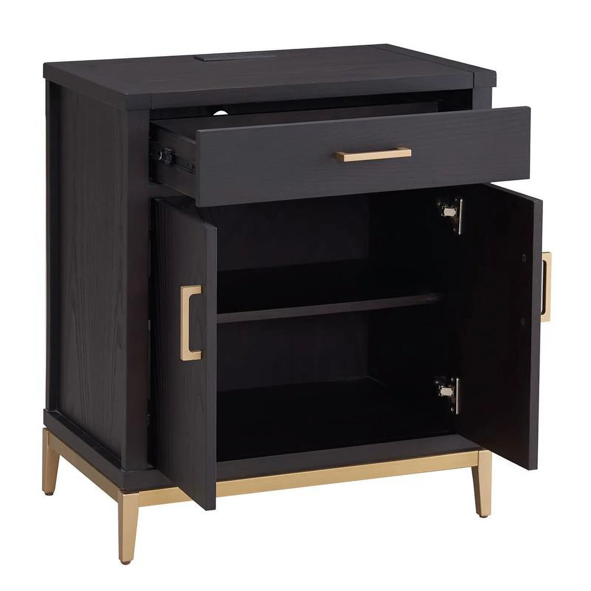 Wood Nightstand with AC USB Set of 2 S269111