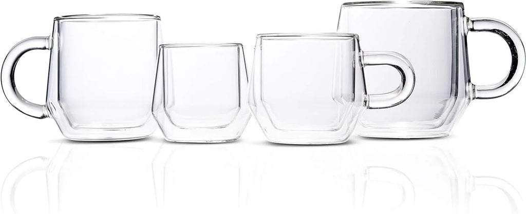 Clear 4Oz Double Walled Glass Espresso Cups with Handles P3538