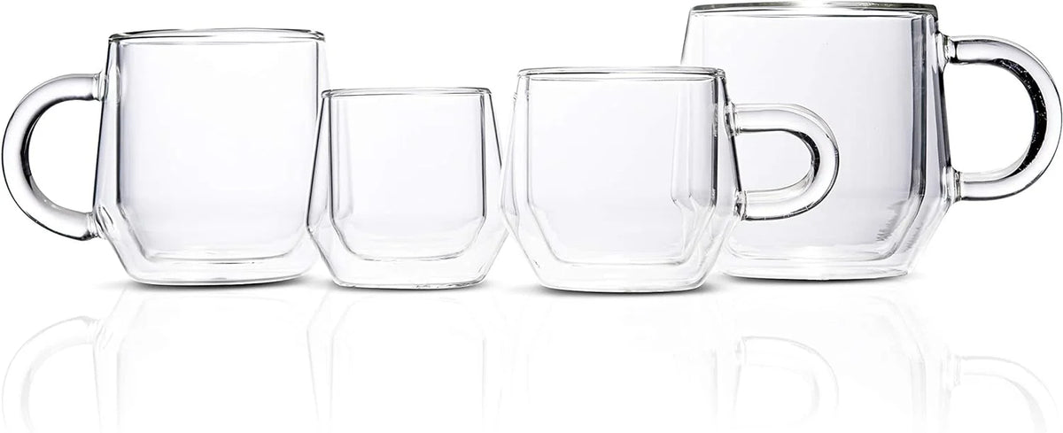 Clear 4Oz Double Walled Glass Espresso Cups with Handles P3538