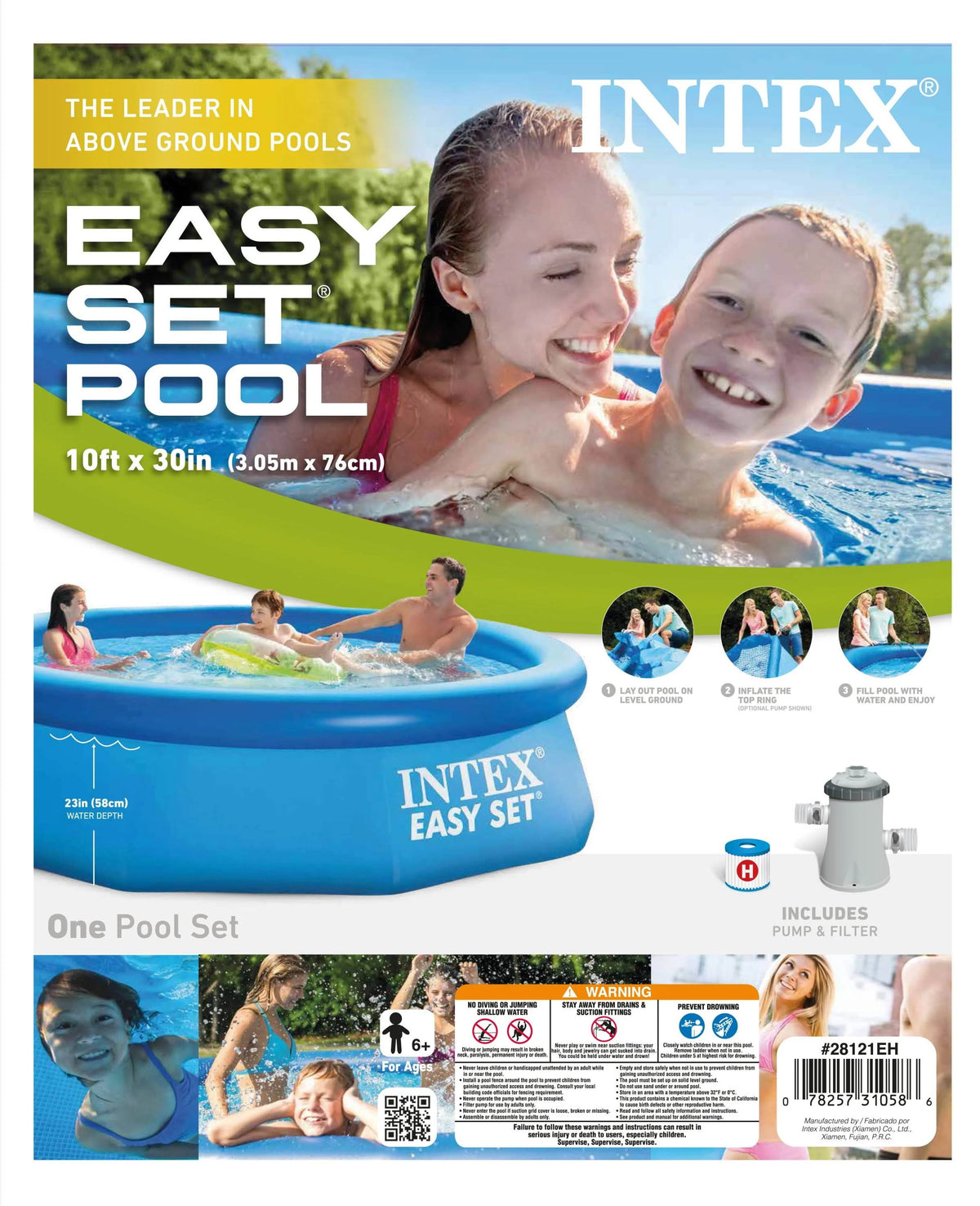 10ft x 30in Inflatable Round Swimming Pool & Pump I767