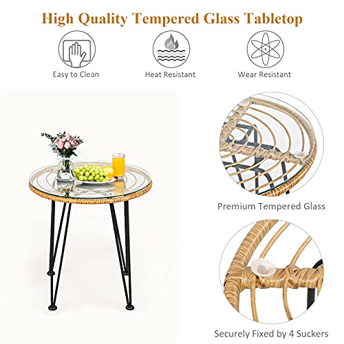 3 Pieces Outdoor Wicker Bistro Set with Cushions Q3074