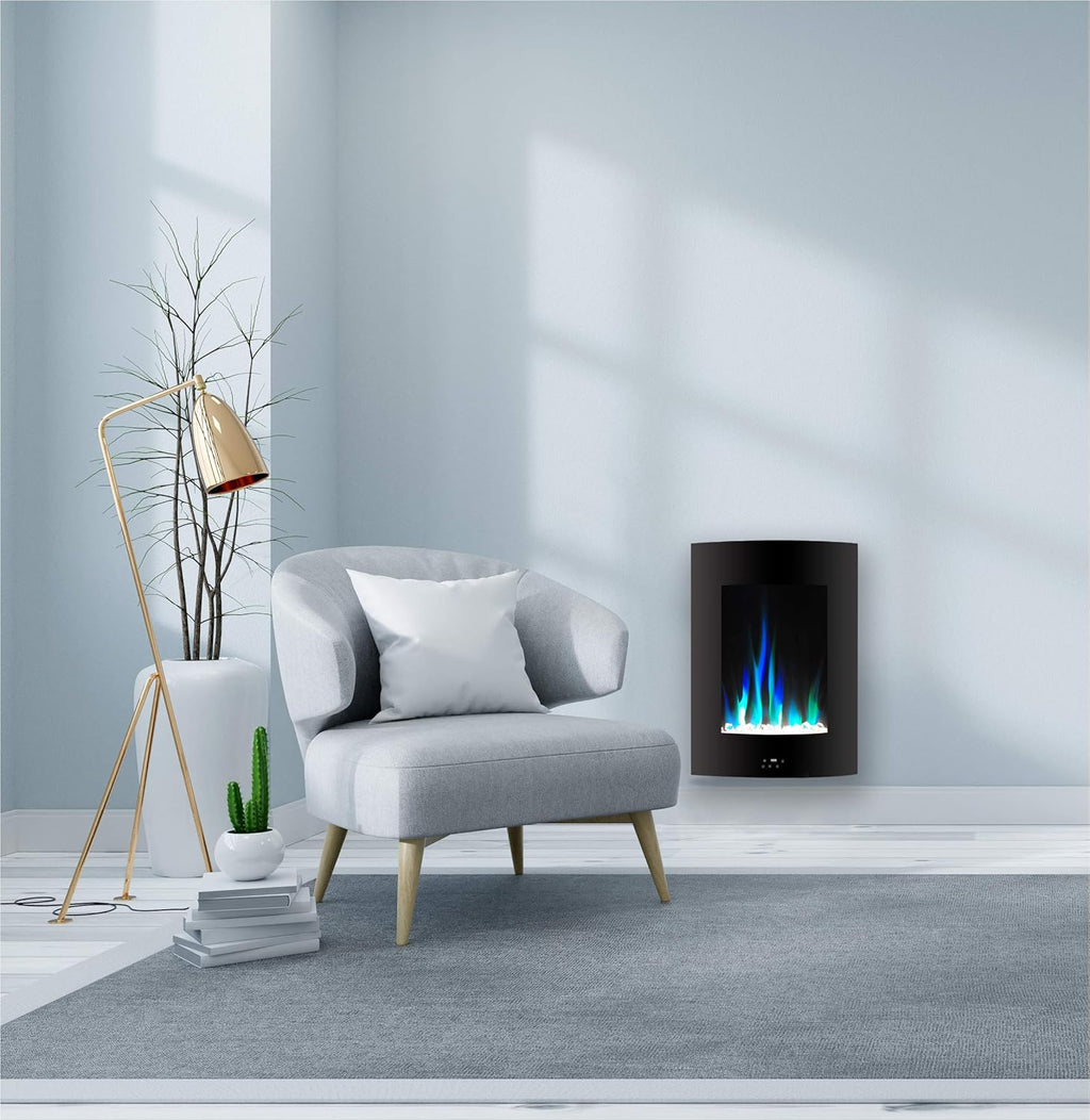 19.5 In. White Vertical Electric Fireplace with Multi-Color Flame V620