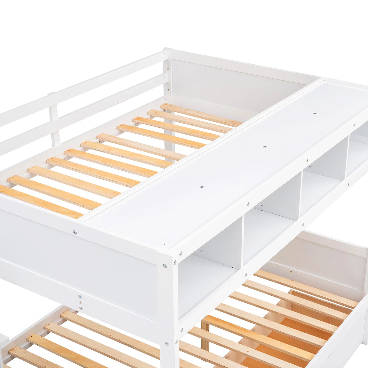 Solid Wood Twin Over Full Bunk Bed with Staircase and 2 Drawers W13142