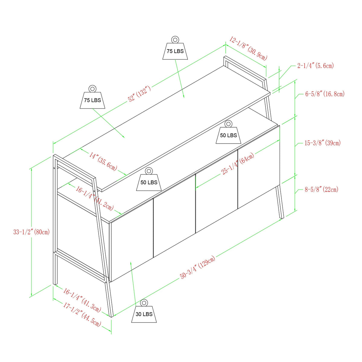 52-Inch Modern TV Stand Console U86236