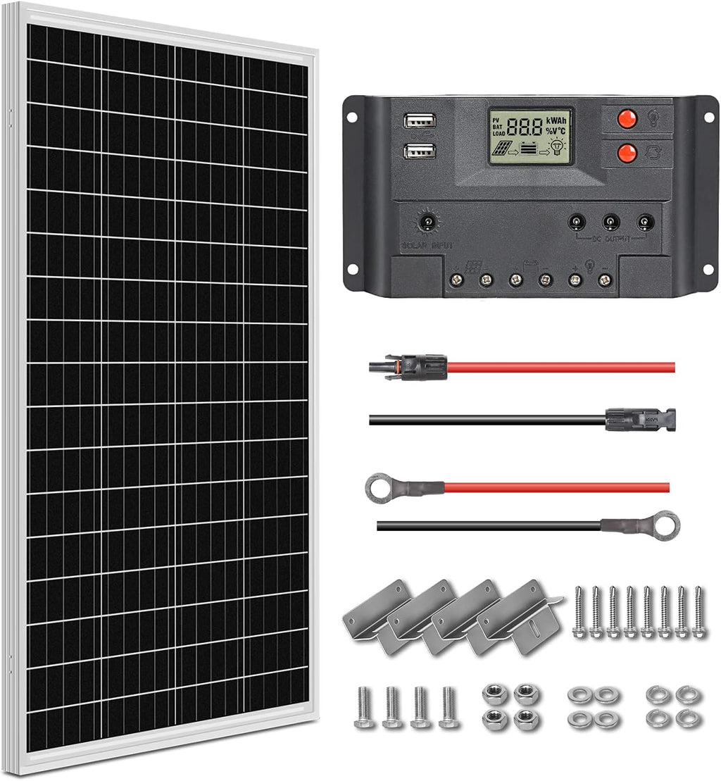 100 Watt 12 Volt Monocrystalline Solar Panel Starter Kit V31353