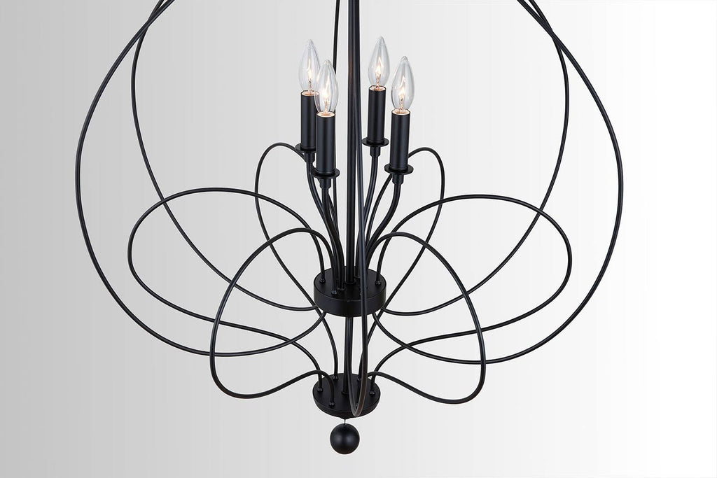 4 Light Matte Black Foyer Light T35796