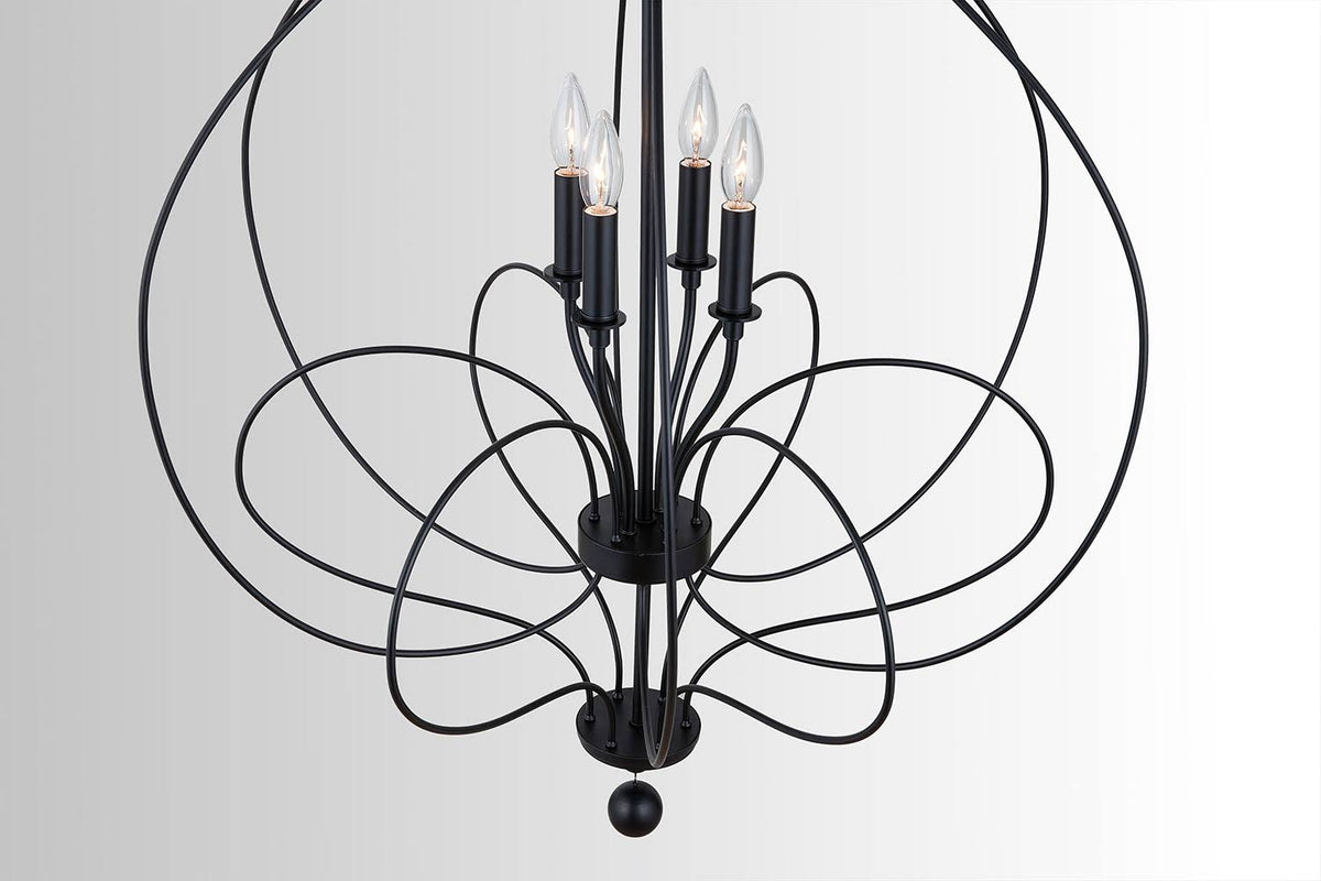4 Light Matte Black Foyer Light T35796