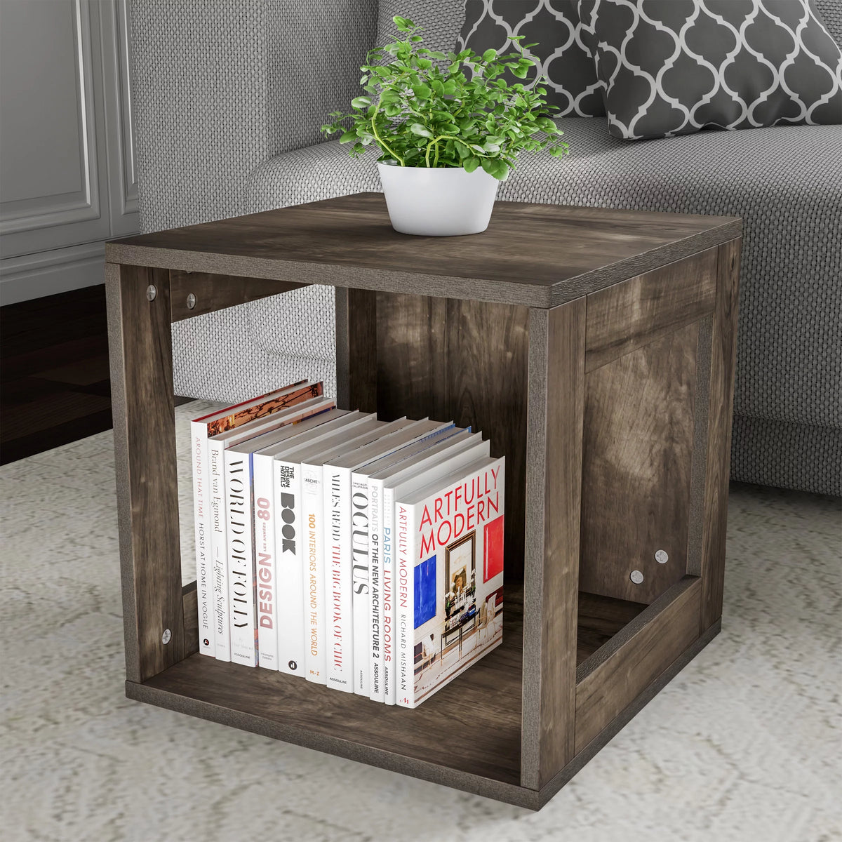 Gray Stackable Modular Cube Accent Table M5459