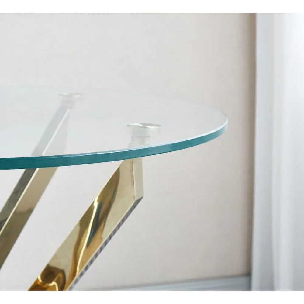 Round Tempered Glass End Table with Chrome Legs G9652