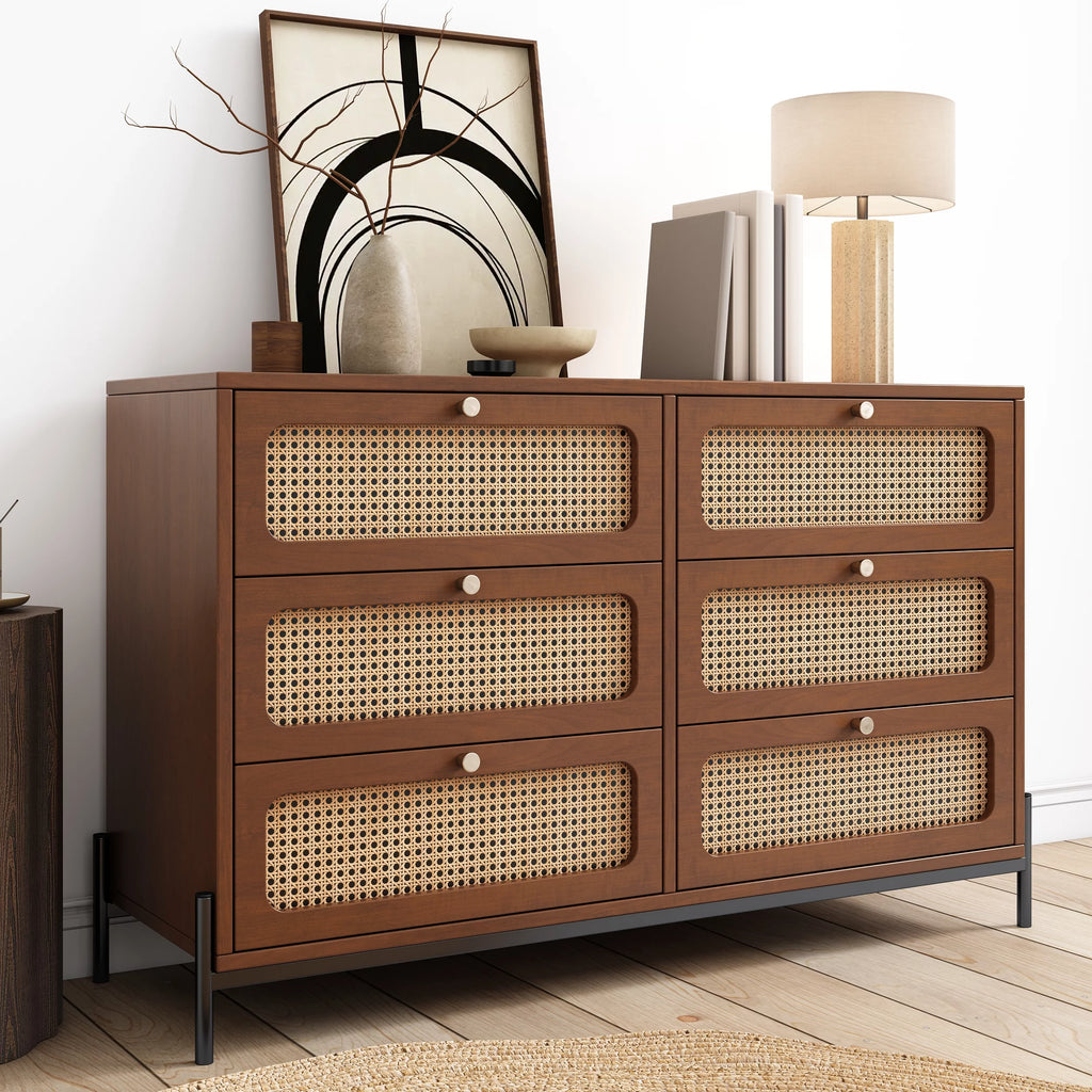 2-Drawer Walnut Wood Side Table N137366
