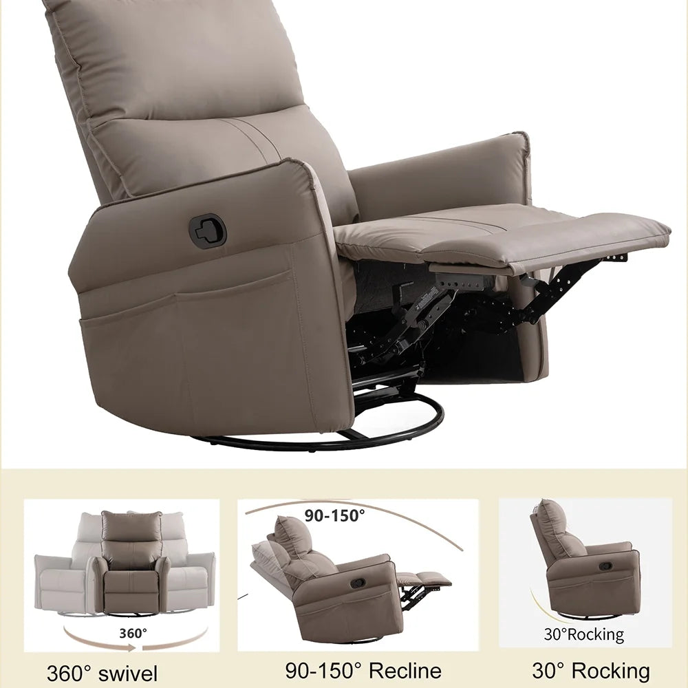High Back 360 Degree Swivel Rocking Chair with Side Pocket K69472