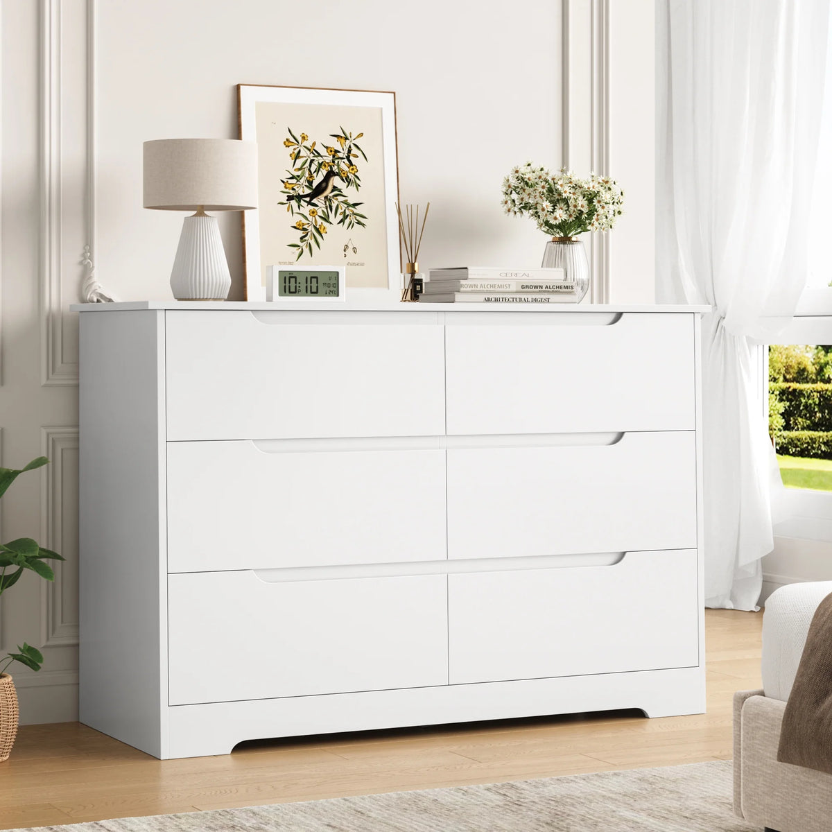White 6 Drawer Wood Dresser X55850