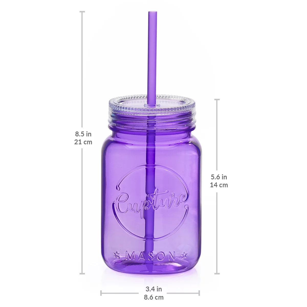 Acrylic Mason Jar Tumblers with Lids & Straws 20 oz 6 Pack E9679
