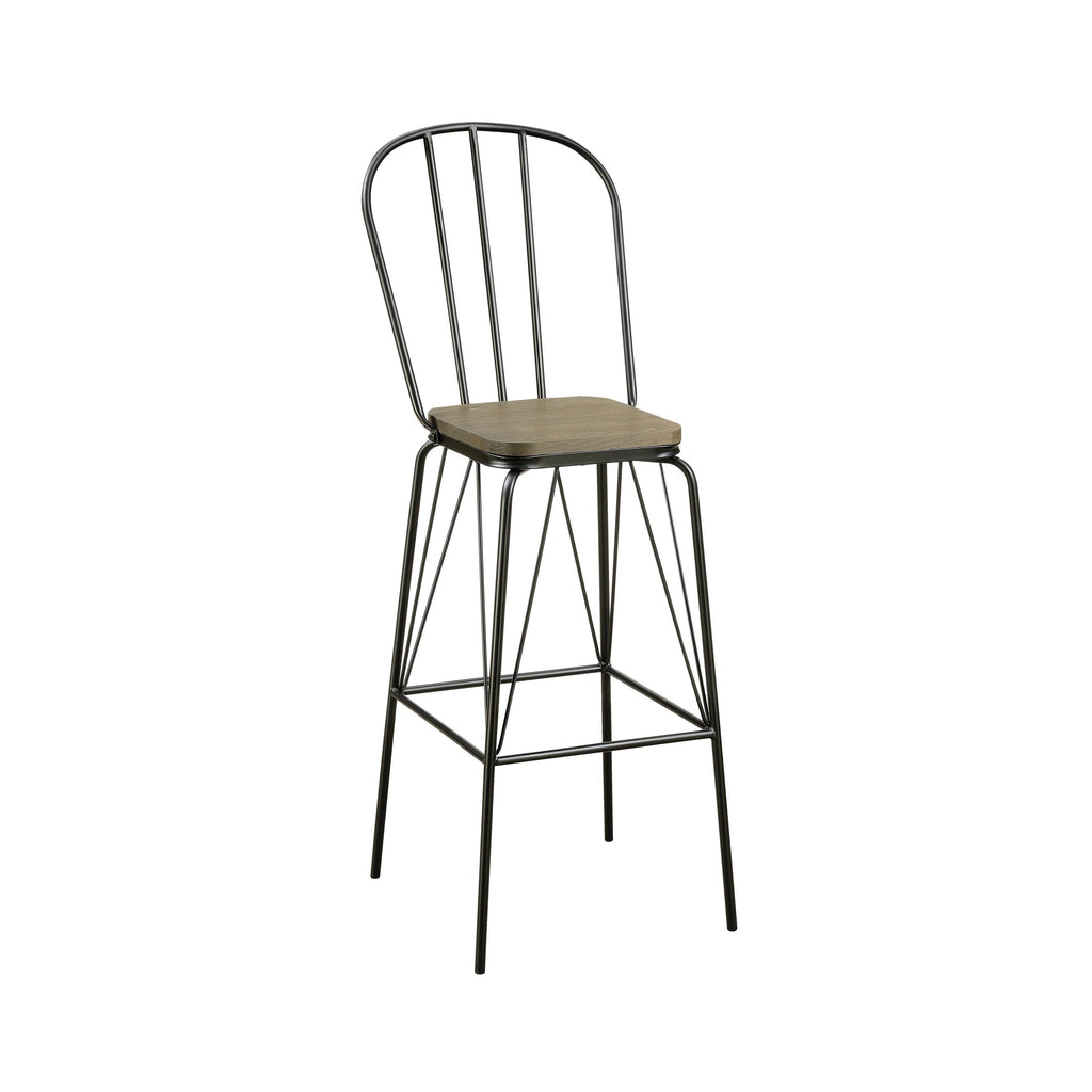 Black Metal Slatted Bar Chairs Set of 2 M53888
