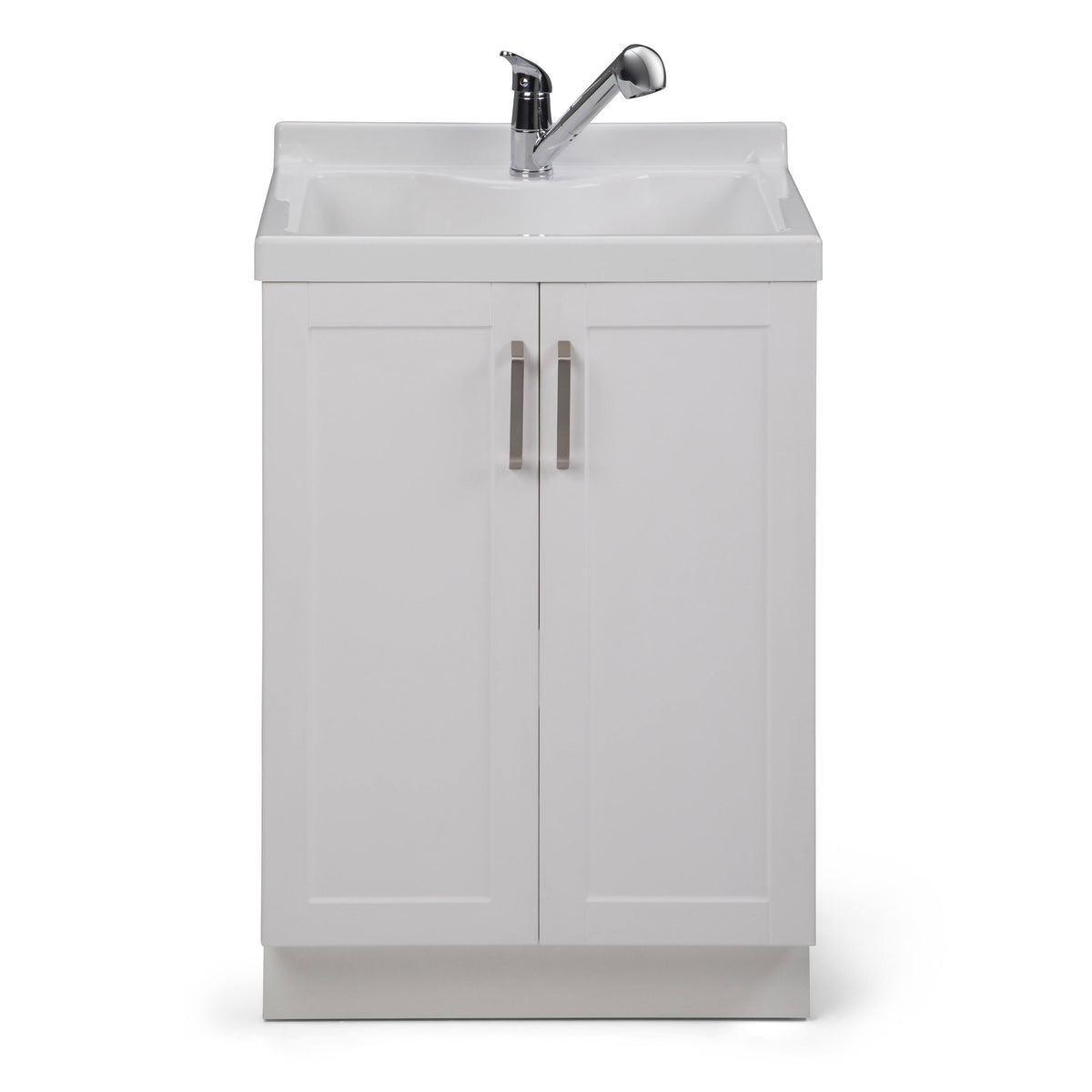 White Laundry Cabinet with Pull-Out Faucet and ABS Sink P35519