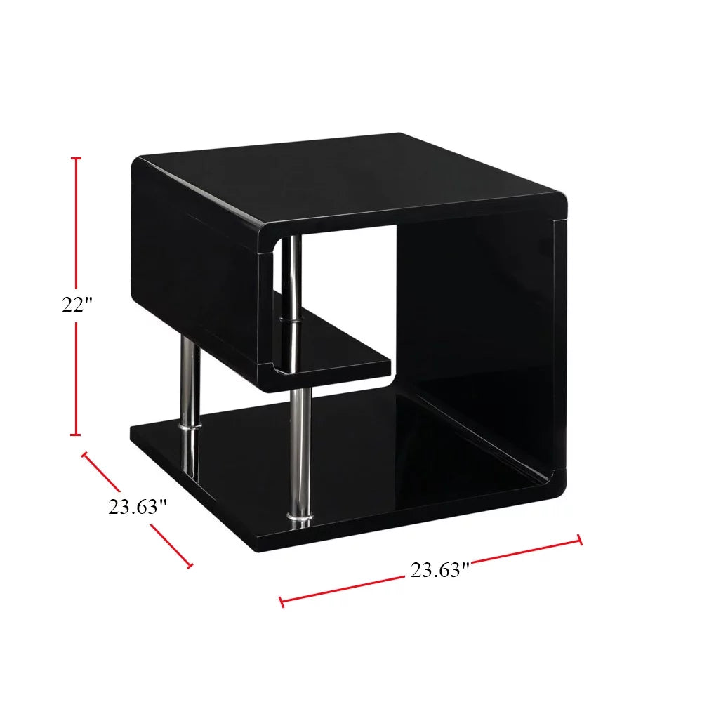 Black and Chrome Metal End Table V12605