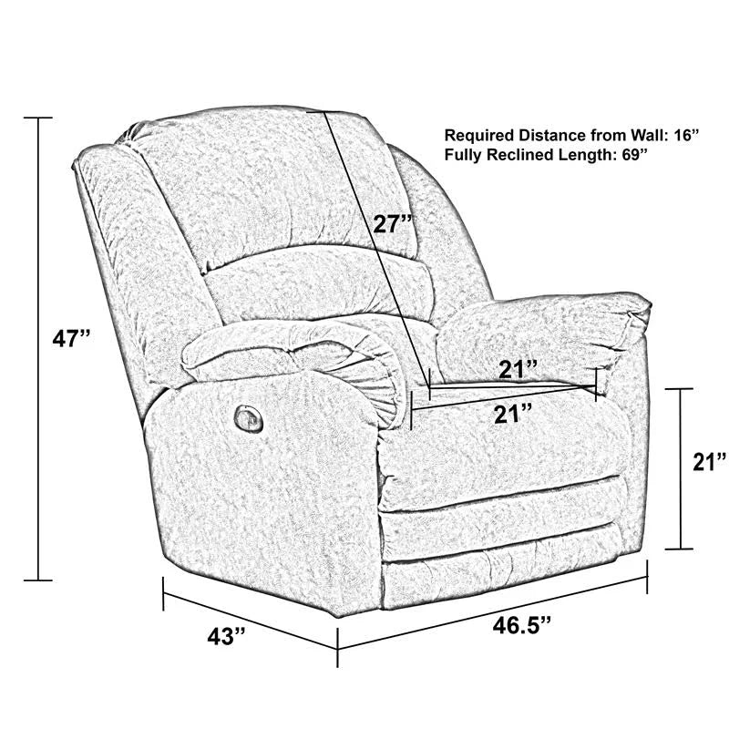 Power Lay Flat Recliner with Extended Ottoman W2092