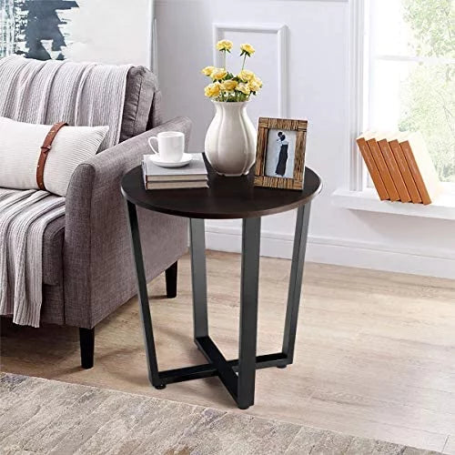 2-Tier Round Metal End Table with Storage Shelf Q821850