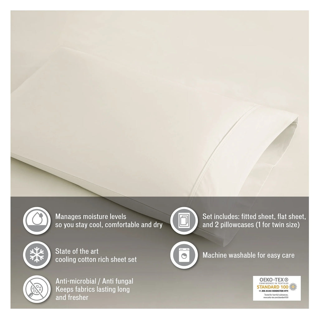 White 600 Thread Count Cotton Blend 4 PC Queen Sheet Set G821928
