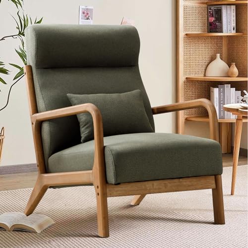 Beige Upholstered Accent Chair with Wood Frame D21760