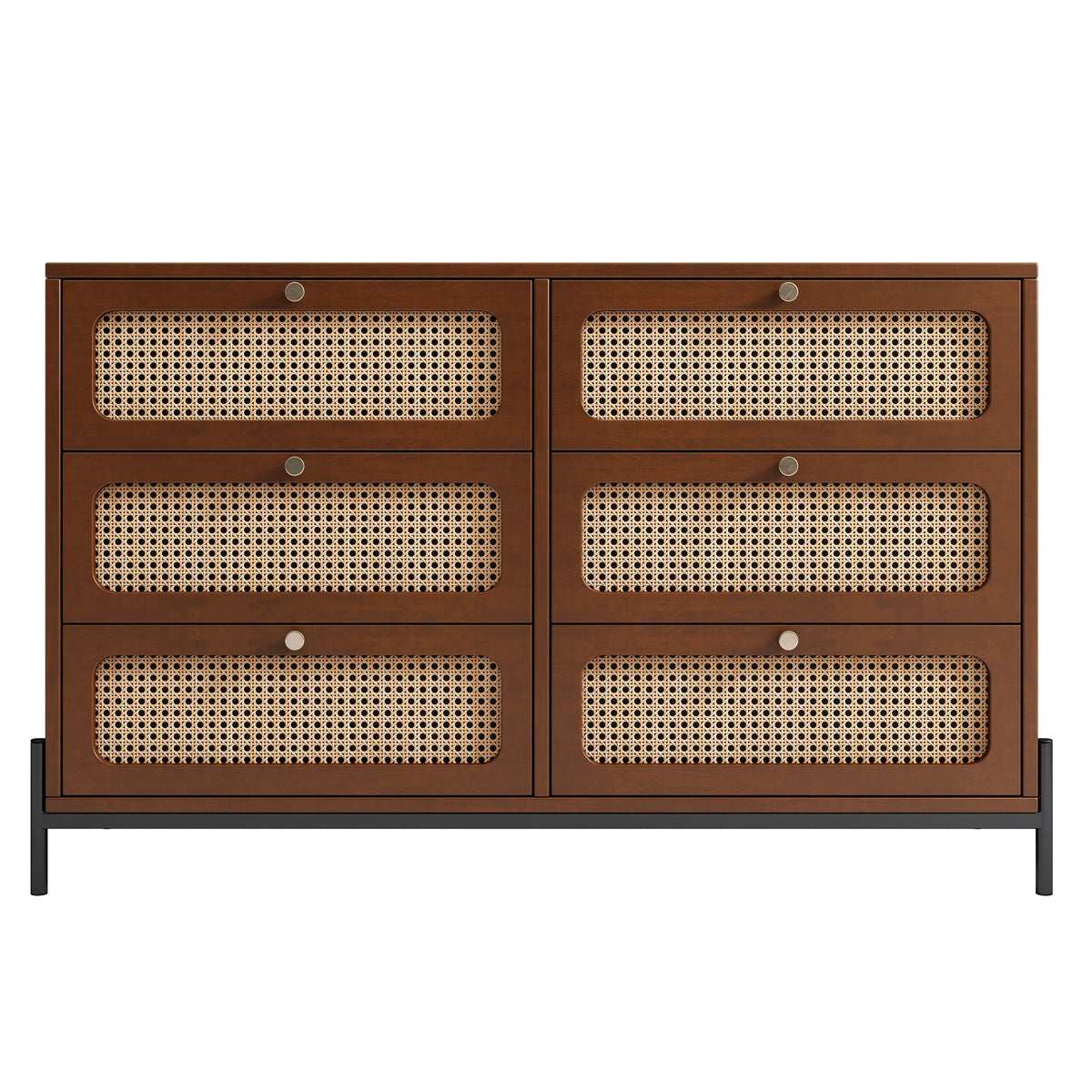 2-Drawer Walnut Wood Side Table N137366