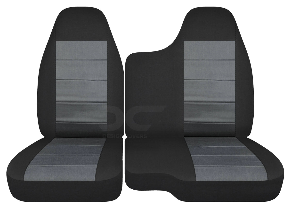 Black and Charcoal Velour Truck Seat Covers Q676035