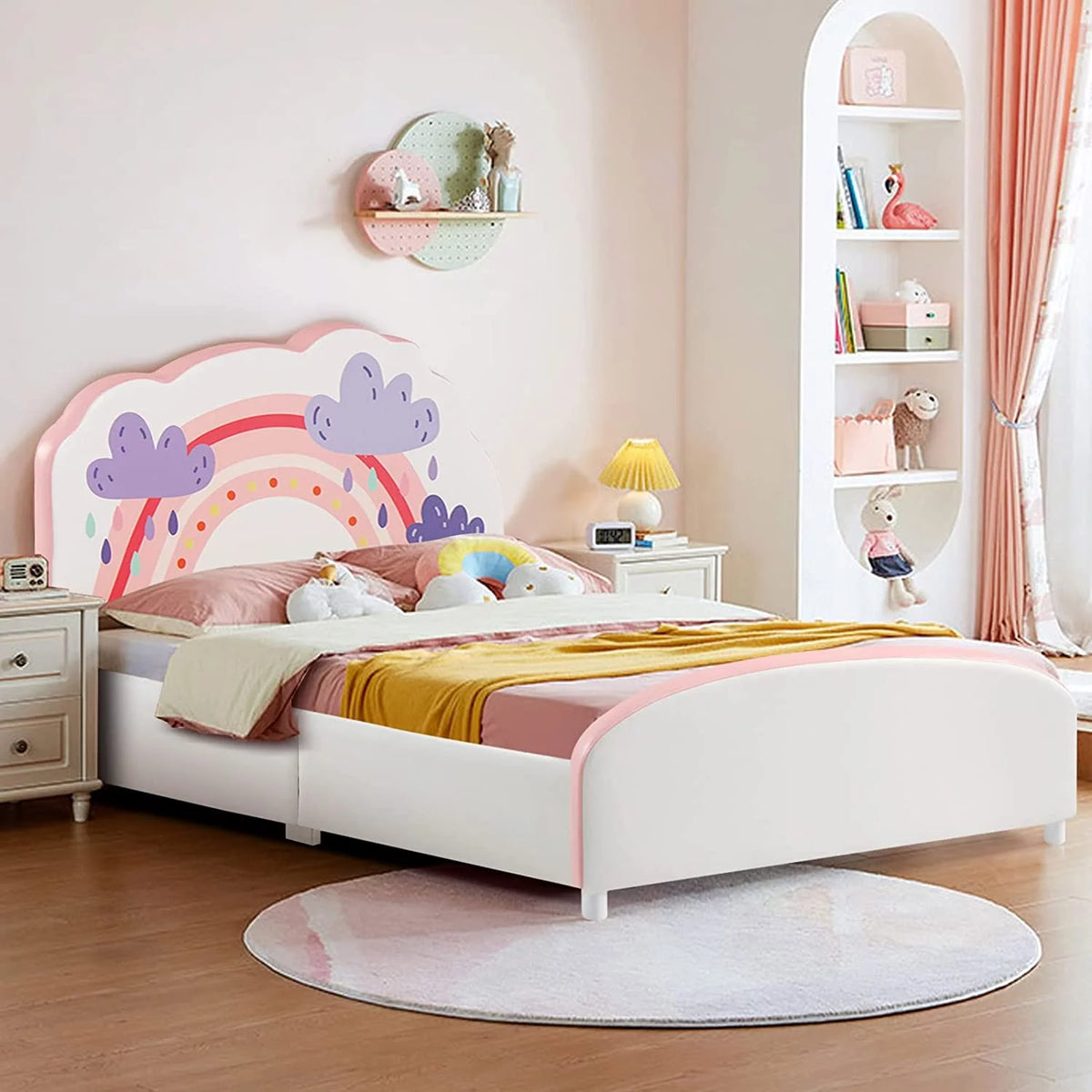 Wood Upholstered Twin Bed Platform with Slat Support T224
