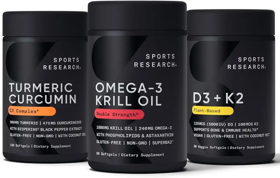 Krill Oil Omega 3 1000mg, Turmeric Curcumin & Vitamin D3 + K2 O371014