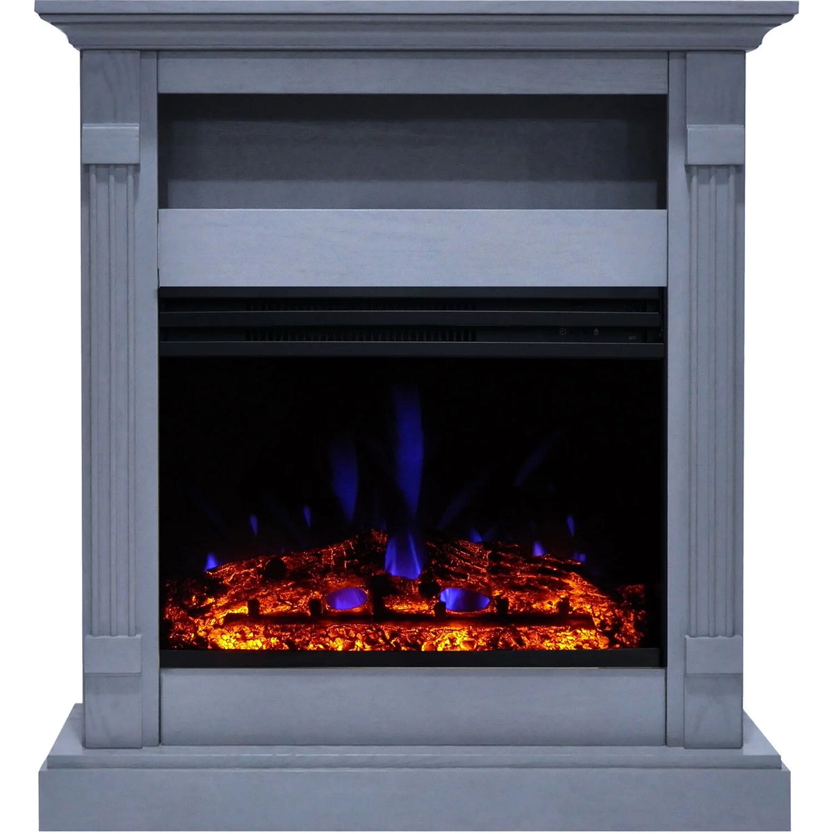34-In. Electric Fireplace Heater with Slate Blue Mantel and Remote Control O6275