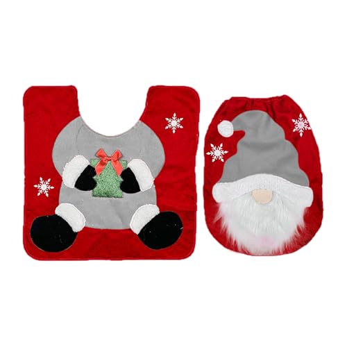 Christmas Toilet Seat Cover and Rug Set 2PCS Non-Slip W132