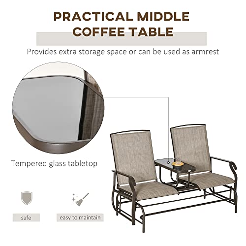 Beige Outdoor Glider Bench with Center Table Q75024