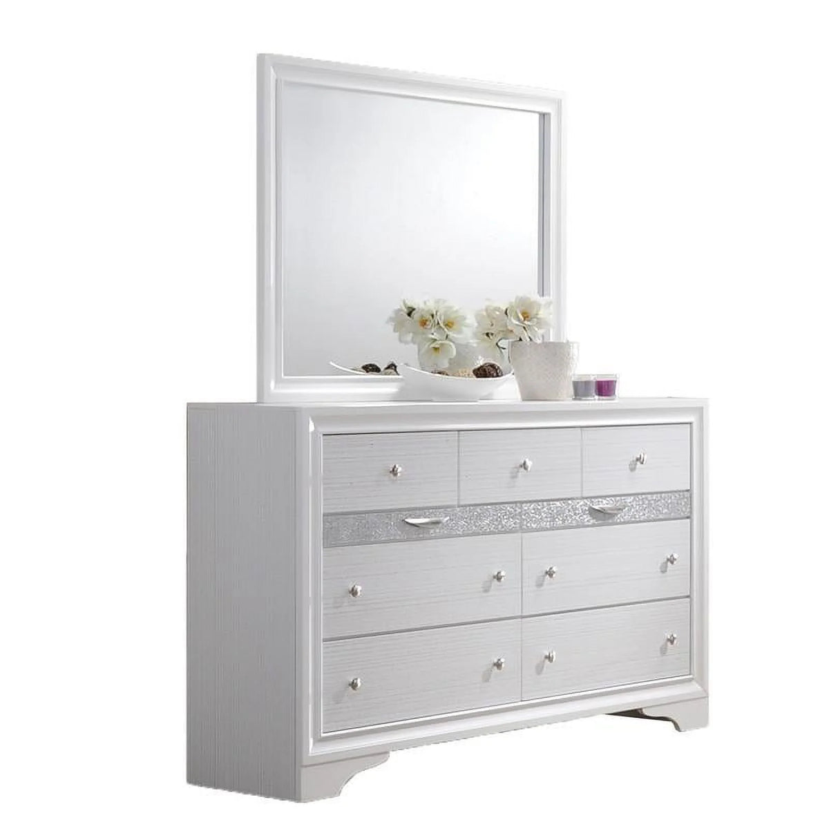 White 5 Piece Bedroom Set with Eastern King Platform Bed H4395