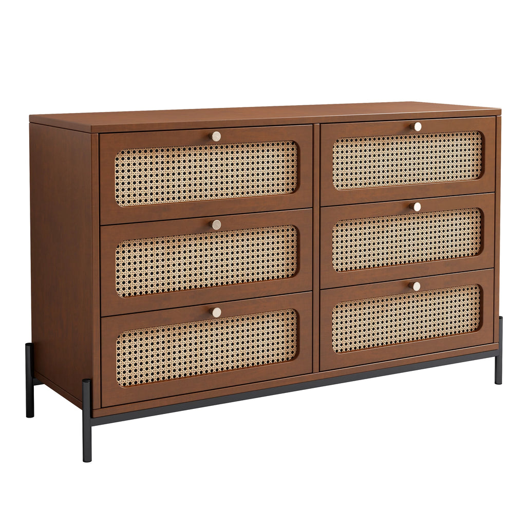 2-Drawer Walnut Wood Side Table N137366
