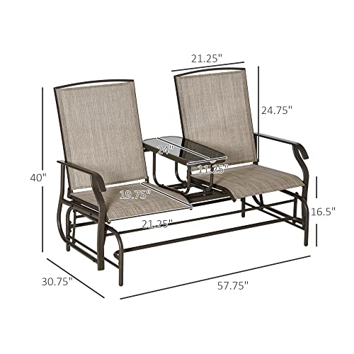 Beige Outdoor Glider Bench with Center Table Q75024
