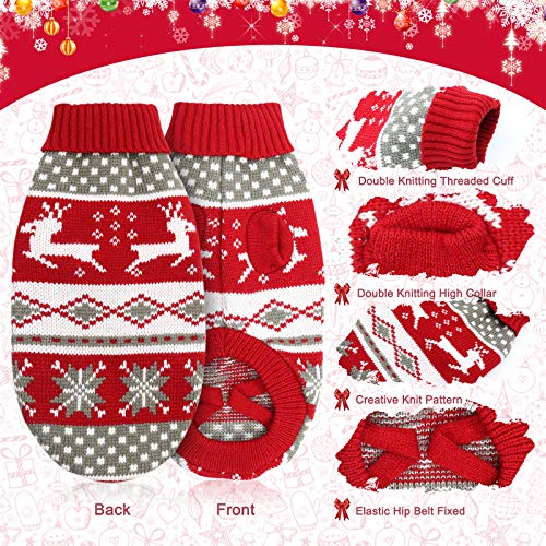 Cat & Dog Christmas Sweater 2 Pack X-Small Red Grey N7141