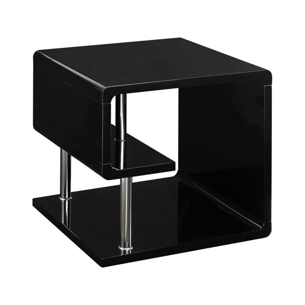 Black and Chrome Metal End Table V12605