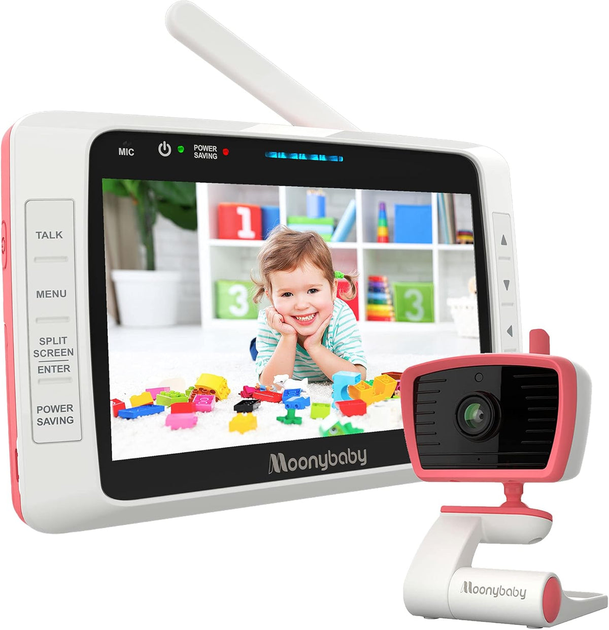 Baby Monitor with Camera and Audio, 5 Inches Display, Split Screen, Night Vision, 2-Way Talk J91373