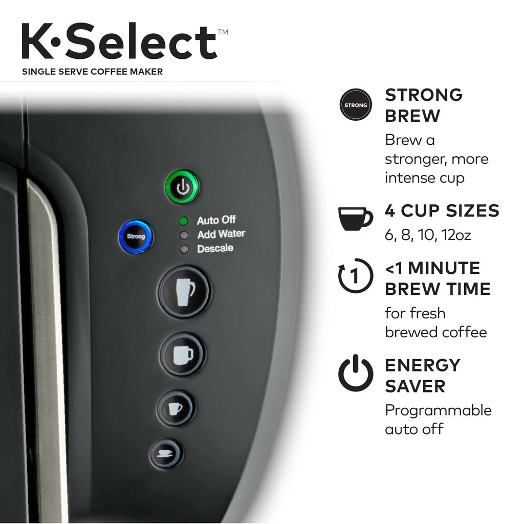 Single-Serve K-Cup Pod Coffee Maker with 12oz Brew Size, Matte Black C4791