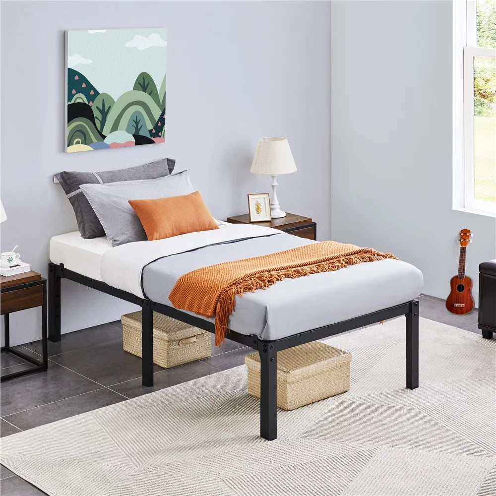 Twin Size Black Metal Platform Bed Frame J328