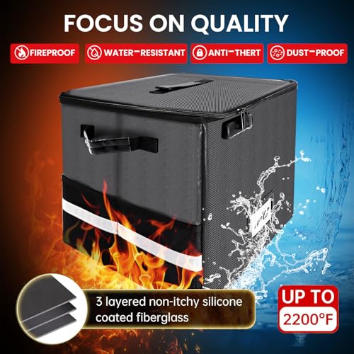 Fireproof Water-Resistant Vinyl Record Storage Box with Lock V64652