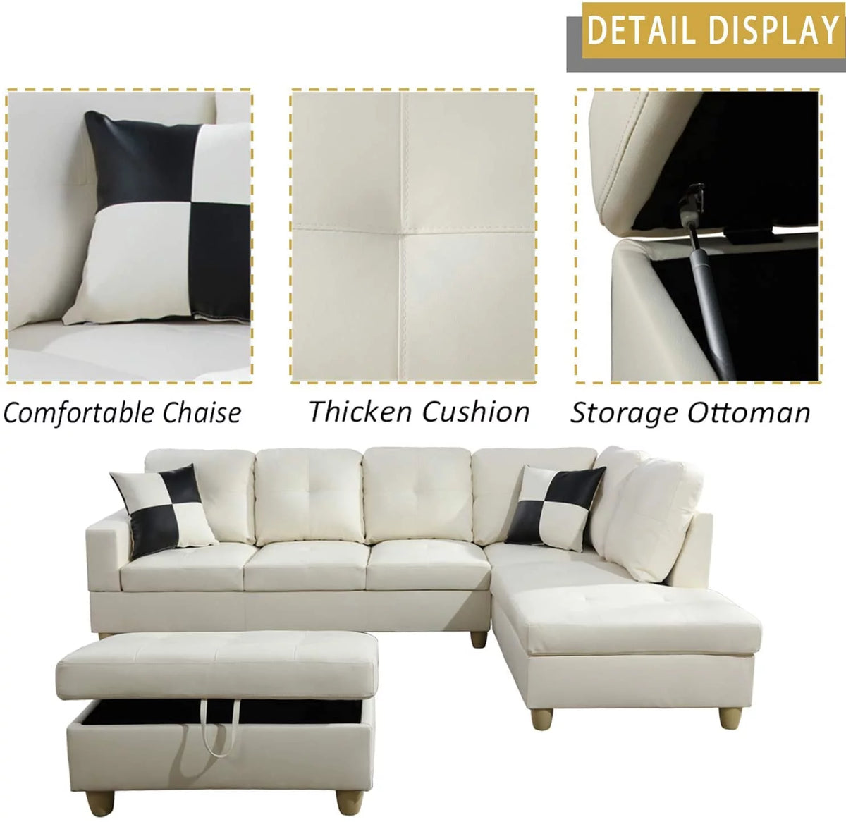 106.5'' Sectional Sofa with Storage Ottoman B6983