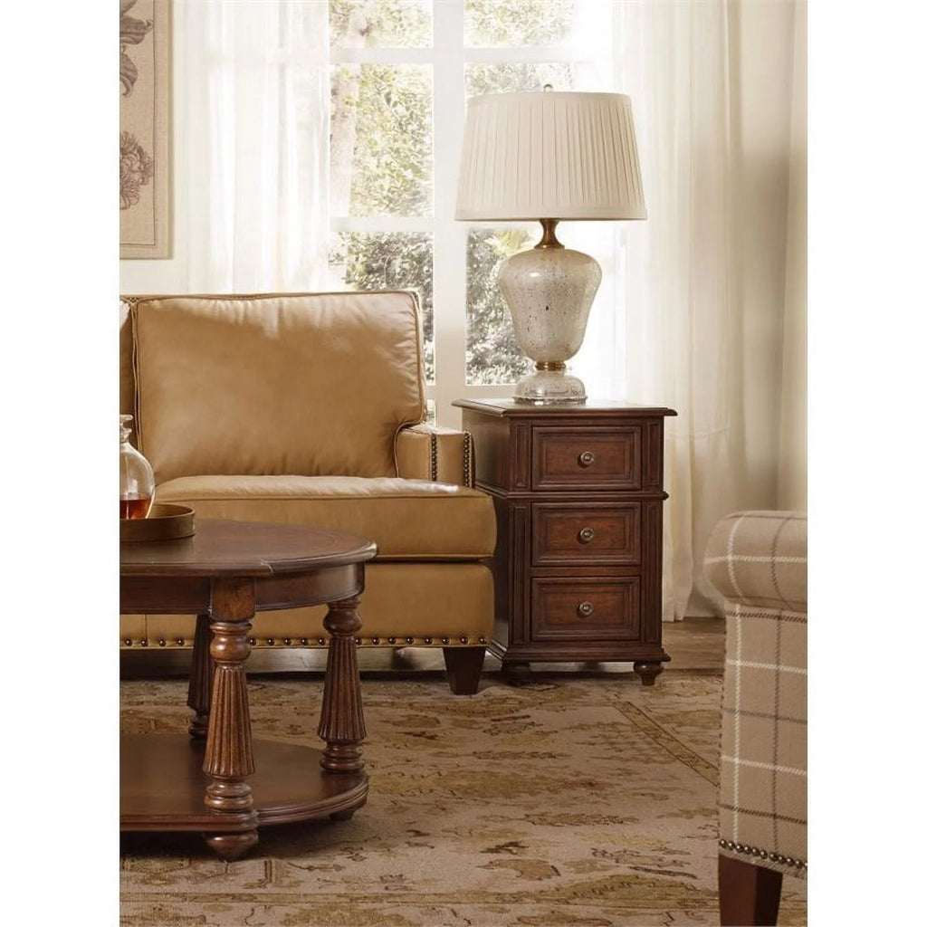 Three Drawers Wood End Table in Mahogany Set of 2 M405