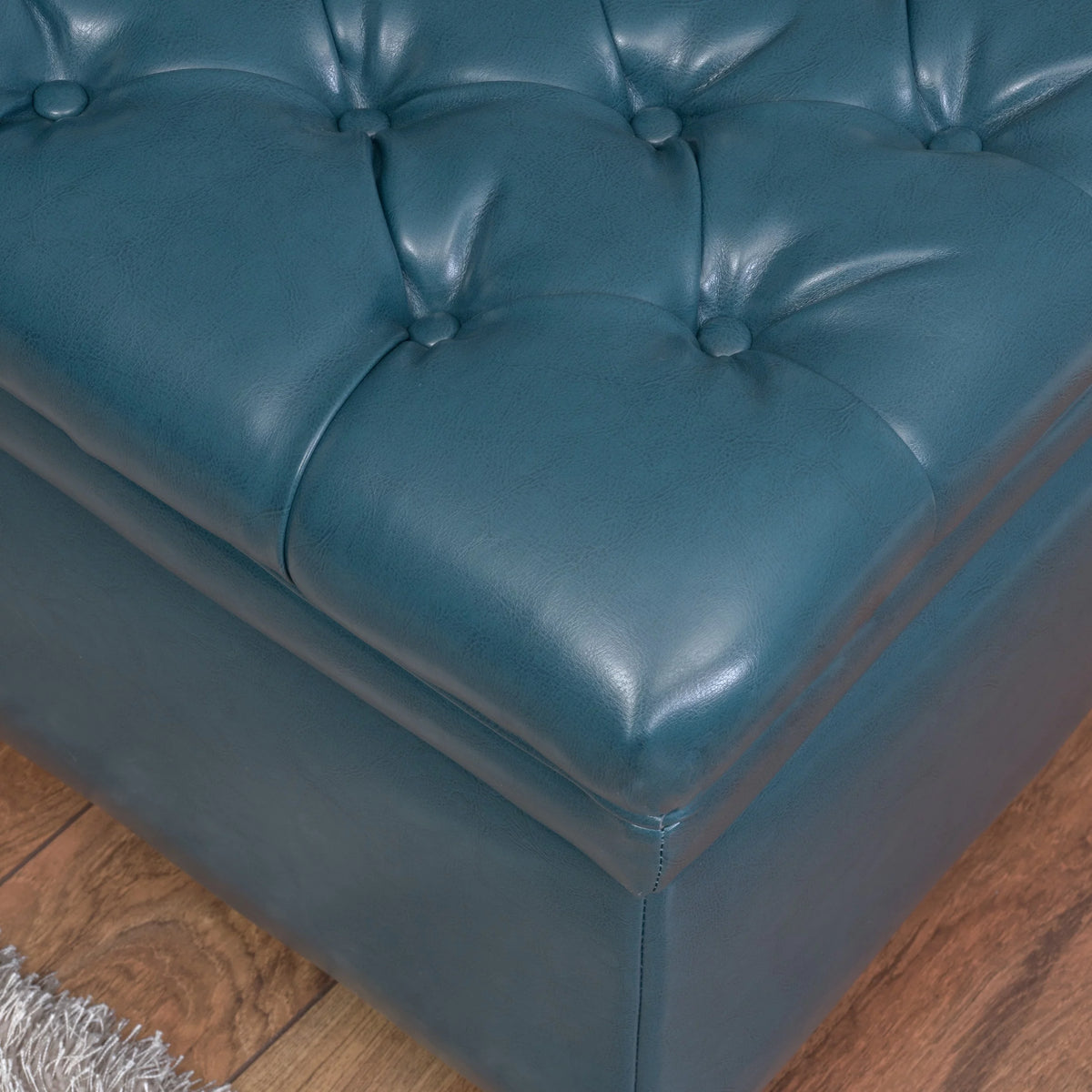 Teal Faux Leather Storage Ottoman Y2019