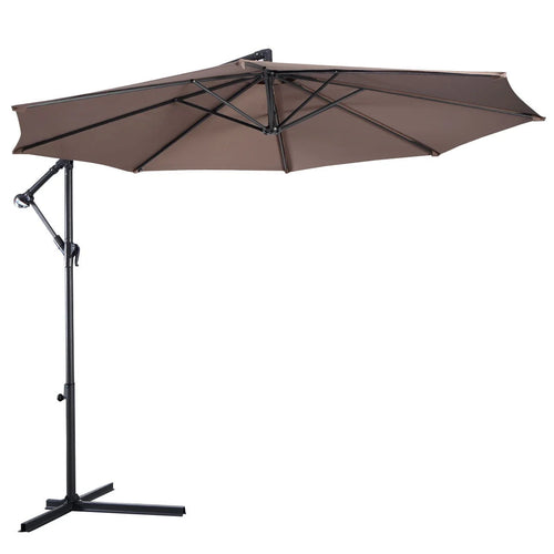 10' Hanging Patio Umbrella with Cross Base Tan M613