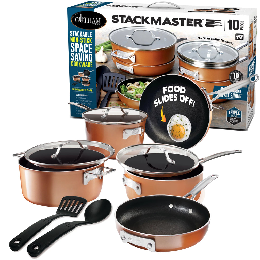 10 Pc Nonstick Copper Cookware Set A682