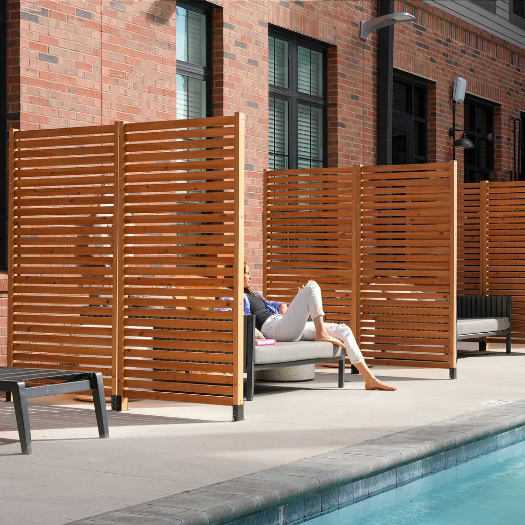 6 ft H x 3 ft W Slatted Wood Privacy Screen Kit (1 Panel) W443866
